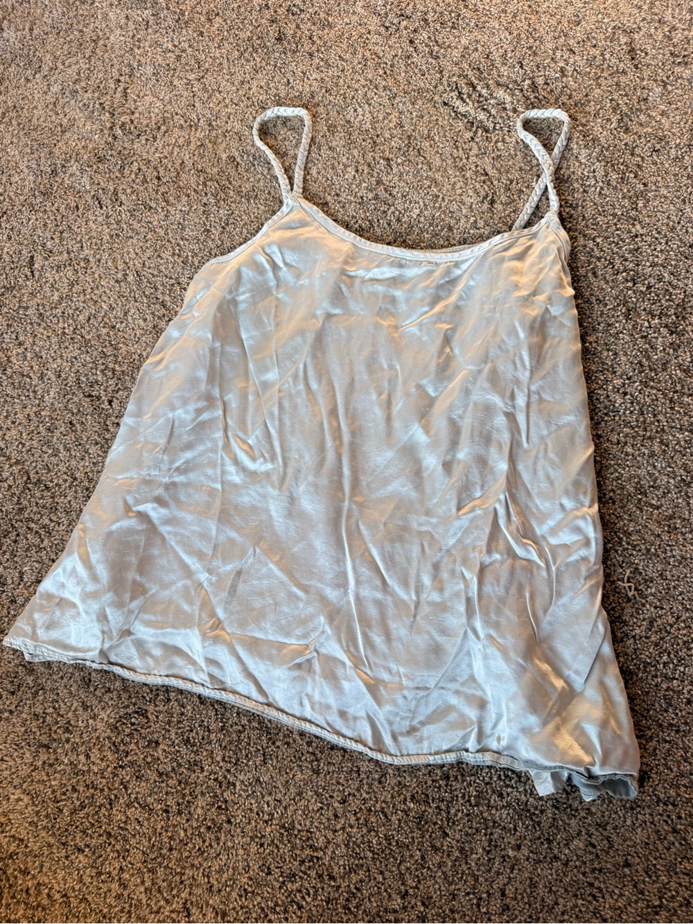 Silky Pale Blue Satin Camisole with Braided Straps
